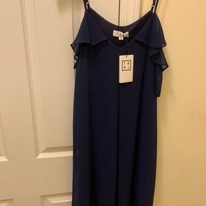 NWT THML Navy Dress with built in slip Size Small